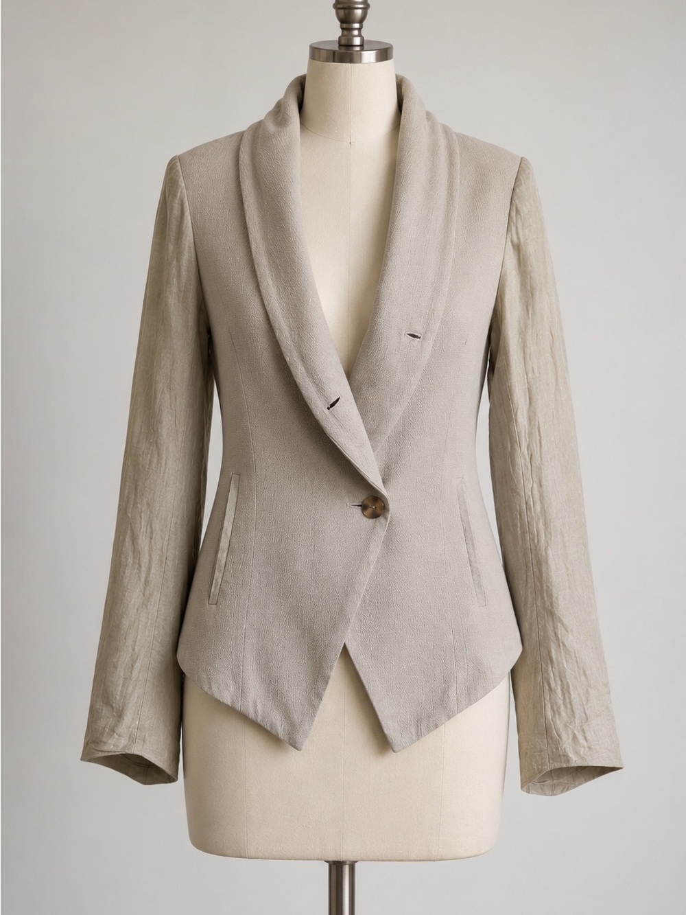 Helmut Lang Linen Silk Shawl Collar Blazer Jacket Beige S USA Avant Garde